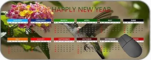 Produktbild: Mauspad 2022 Kalender, Vögel Hummingbirds Blumen Nektar Sunny MP491 Professionelle Mousepad, genähte Kanten