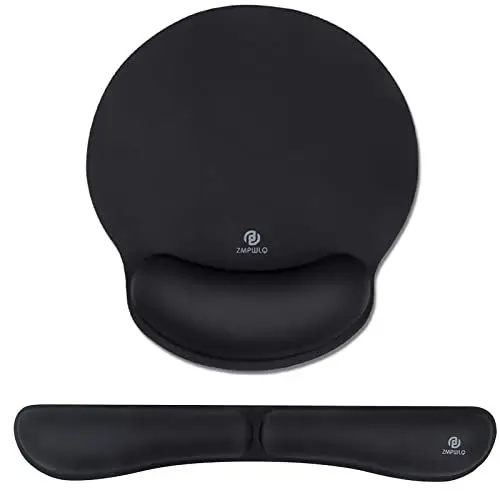 Produktbild: Mauspad Set, Ergonomische Handgelenkauflage Set, Mouse Tastatur Handgelenkstütze Set mit Memory-Schaum für Tastatur und Maus, rutschfeste Unterlage, Mauspad für die Arbeit von zu Hause aus Runden