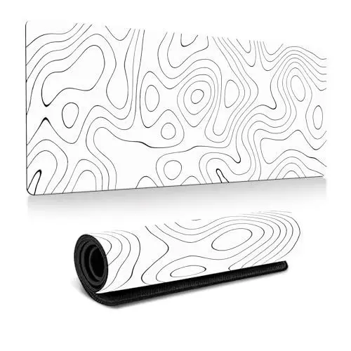Produktbild: Mauspad Weiß, Mousepad XXL Gaming Mauspad rutschfeste Schreibtischunterlage Groß Maus Pad 800 X 300 X 3 mm FPS Mouse Mat Waschbare Schreibtisch Matte für Gaming Büro und Zuhause