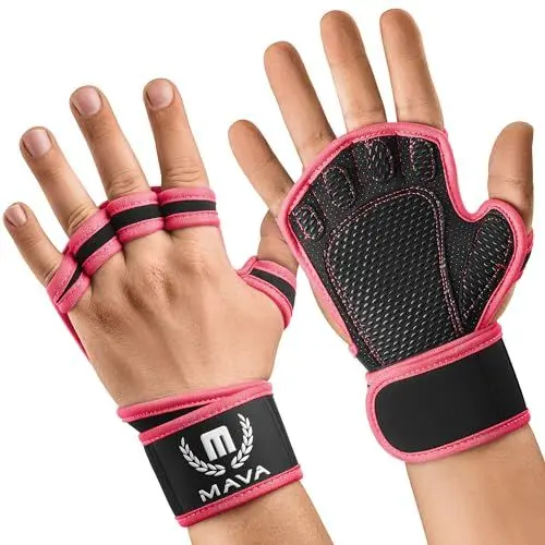 Produktbild: Mava Sports Belüftete Handschuhe für Männer und Frauen | mit integrierten Handgelenksmanschetten und vollflächiger Silikonpolsterung | Perfekt für Gewichtheben, Cross-Training, WOD (Rosa, S)