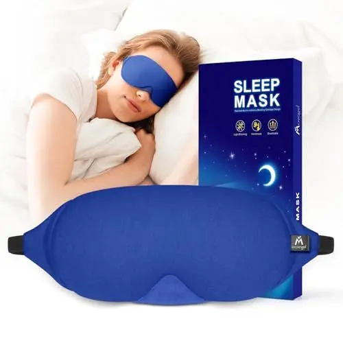 Produktbild: Mavogel Schlafmaske aus Baumwolle - Aktualisiertes Design Lichtblockierende Schlafmaske, Weiche und Bequeme Nachtaugenmaske für Männer Frauen, Inklusive Reisetasche, Blue