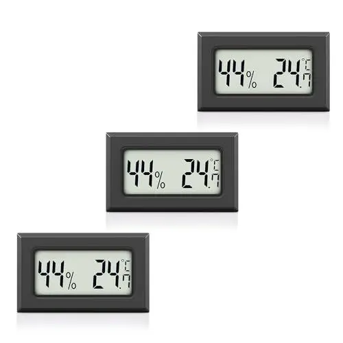 Produktbild: MAVORI® 3 x Thermo Hygrometer mini digital - 2 in 1 Temperatur und Luftfeuchtigkeitsmesser - Mini Thermometer und Hydrometer Feuchtigkeit digital - präzise Messwerte - inkl. Batterien