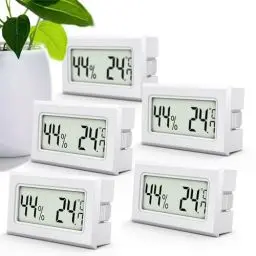 Produktbild: MAVORI® 5 x Thermo Hygrometer mini digital - 2 in 1 Temperatur und Luftfeuchtigkeitsmesser - Mini Thermometer und Hydrometer Feuchtigkeit digital - präzise Messwerte - inkl. Batterien