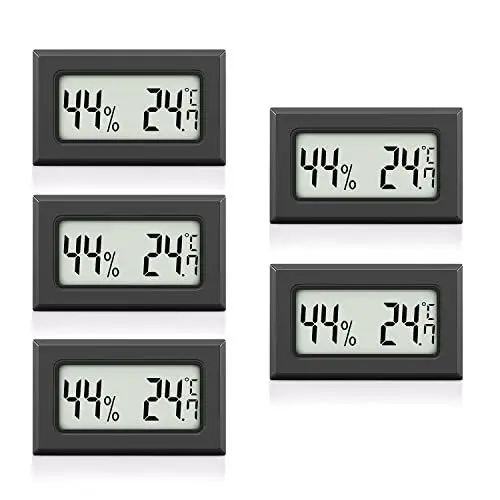 Produktbild: MAVORI® 5 x Thermo Hygrometer mini digital - 2 in 1 Temperatur und Luftfeuchtigkeitsmesser - Mini Thermometer und Hydrometer Feuchtigkeit digital - präzise Messwerte - inkl. Batterien