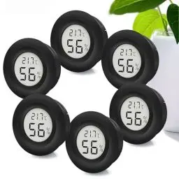 Produktbild: MAVORI® 6 x Thermo Hygrometer rund mini digital - 2 in 1 Temperatur und Luftfeuchtigkeitsmesser - Mini Thermometer und Hydrometer Feuchtigkeit digital - präzise Messwerte - inkl. Batterien