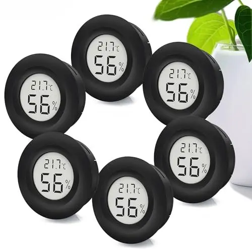 Produktbild: MAVORI® 6 x Thermo Hygrometer rund mini digital - 2 in 1 Temperatur und Luftfeuchtigkeitsmesser - Mini Thermometer und Hydrometer Feuchtigkeit digital - präzise Messwerte - inkl. Batterien