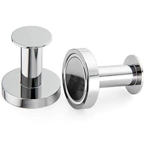 Produktbild: Mavoro Starke Magnethaken zum Aufhängen von Taschen und Mänteln - Set aus 2 Chrom Magnet Haken – Magnete Stark – Neodym 52 Magnete Extra Stark – Kühlschrankmagnete im Pinnadel-Stil für Spind usw