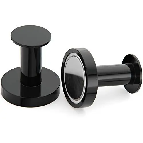 Produktbild: Mavoro Starke Magnethaken zum Aufhängen von Taschen und Mänteln - Set aus 2 Schwarzen Magnet Haken – Magnete Stark – Neodym 52 Magnete Extra Stark – Kühlschrankmagnete im Pinnadel-Stil für Spind usw