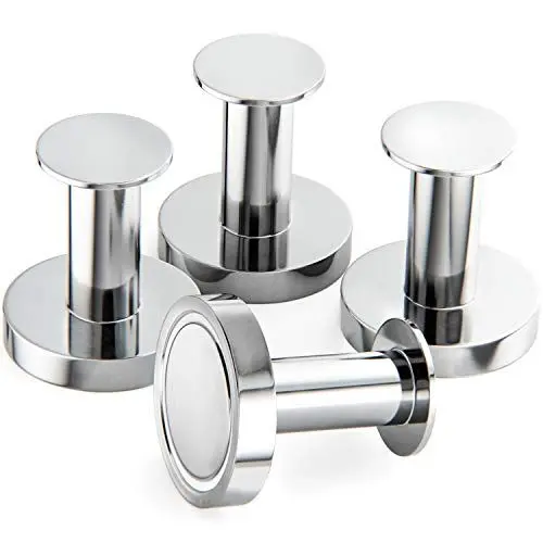 Produktbild: Mavoro Starke Magnethaken zum Aufhängen von Taschen und Mänteln - Set aus 4 Chrom Magnet Haken – Magnete Stark – Neodym 52 Magnete Extra Stark – Kühlschrankmagnete im Pinnadel-Stil für Spind usw