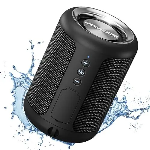 Produktbild: MAWODE T10 Bluetooth Lautsprecher, wasserdicht, 8 Std. Wiedergabezeit, tragbar, klein, leicht, Mini, kabellos, Dusche Lautsprecher, Aux und TF-Kartenunterstützung (Blau) (Schwarz)