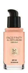 Produktbild: Max Factor Facefinity All Day Flawless 3 in 1 Foundation in Porcelain 30 – Primer, Concealer & Foundation in einem – Für ein perfekt mattiertes Finish – 1 x 30 ml