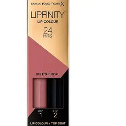 Produktbild: Max Factor Lipfinity Lip Colour Etheral 015 – Kussechter Lippenstift mit 24h Halt ohne auszutrocknen, mit intensiver Farbabgabe, präzisem Applikator & intensiv pflegendem Gloss-Top Coat