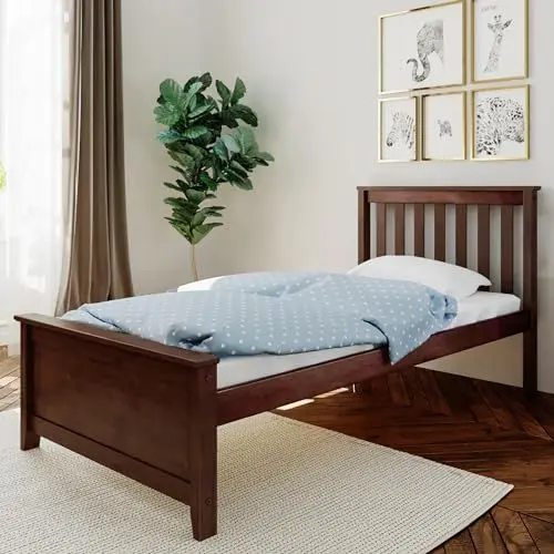 Produktbild: Max & Lily Bett 90x200cm inklusive Lattenrost, Kinderbett mit Stauraum unter dem Bett, Bettgestell mit Kopfteil, Holzbett aus neuseeländischem Kieferholz, dunkelbraun