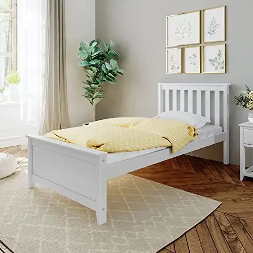Produktbild: Max & Lily Bett 90x200cm inklusive Lattenrost, Kinderbett mit Stauraum unter dem Bett, Bettgestell mit Kopfteil, Holzbett aus neuseeländischem Kieferholz, weiß