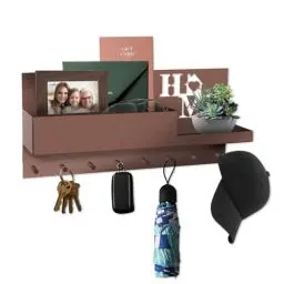 Produktbild: MaxAwe Schlüssel Aufbewahrung Schlüsselhalter, Schlüsselbrett mit Ablage, Wand Schlüsselhaken, Holz Wandregal für Schlüsselanhänger Organizer, für Eingang, Wohnzimmer, Flur, Küche, Büro