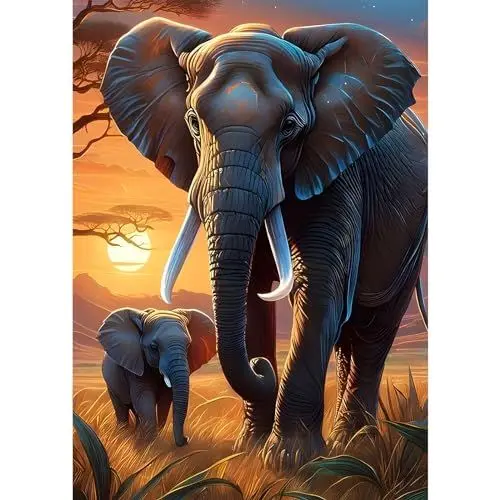 Produktbild: MAXBYE DIY Elefant Diamond Painting Set für Erwachsen, Tier 5D Diamond Painting Bilder Set, Malen nach Zahlen Diamant Kunst Handwerk für Home Wand Décor 30x40cm