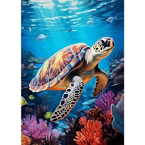 Produktbild: MAXBYE Schildkröte DIY Diamond Painting für Erwachsen, Tier 5D Diamond Painting Bilder Set, Malen nach Zahlen Diamant Anfänger Cross Stickerei Malerei Kits Wand Dekor 30x40cm