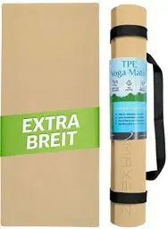 Produktbild: MAXEEZ Yogamatte XXL (30% breiter)- beige (KEIN Kork) - rutschfeste Fitnessmatte extra breit - Gymnastikmatte für maximalen Komfort - Pilates Matte aus umweltfreundlichem biologisch abbaubarem TPE