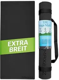 Produktbild: MAXEEZ Yogamatte XXL (30% breiter)- rutschfeste Fitnessmatte extra breit - große Gymnastikmatte für maximalen Komfort - Pilates Matte aus umweltfreundlichem biologisch abbaubarem TPE (schwarz)