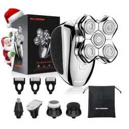 Produktbild: MAXGROOM Glatzen Rasierer Herren Elektrisch, 5D Kopfrasierer Glatze mit Magnet-Saugklingenkopf, IPX6 Elektrorasierer Herren mit Nasenhaarschneider, Haartrimmer, Shaver mit Anzeige der Elektrizität