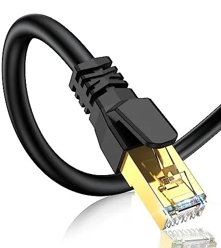 Produktbild: MAXGROUP Cat 8 LAN Kabel 2m, 40Gbps Netzwerkkabel Hochgeschwindigkeits 2000MHz S/FTP Ethernet Kabel POE Gigabit RJ45, Abgeschirmt in der Wand,für Router,Modem,Gaming, Schwarz
