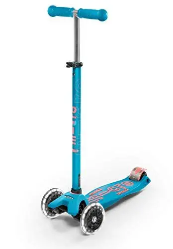 Produktbild: Maxi Micro™ Deluxe LED | Das ORIGINAL | Kinder Roller ab 5 Jahren | Premium Kinderroller von 5-7 Jahre | Lenker höhenverstellbar | Kickboard Scooter | Farbe Aqua