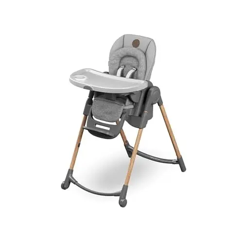 Produktbild: Maxi-Cosi Minla Kinderhochstuhl Mitwachsend, 0–14 Jahre, bis zu 60 kg, Hochstuhl Baby, 9 Höhenstufen, 5 Neigungspositionen, 4 Tablettpositionen, kompakt faltbar, Essential Grey