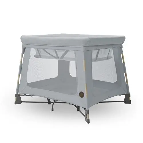 Produktbild: Maxi-Cosi Swift 3-in-1 Reisebett Baby, Babywiege, 0–3,5 Jahre, bis zu 15 kg, Reisebett höhenverstellbar, 2-in-1-Matratze, ultraleicht, in 1 Sekunde klappbar, Reisetasche, Eco Care, Beyond Grey