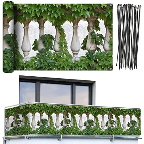Produktbild: Maximex Balkon-Sichtschutz Efeu 5m, praktischer Balkon Sichtschutz mit naturfrohem Motiv, windschützende Sichtschutzplane mit hoher UV- und Witterungsbeständigkeit, schnelltrocknend und reißfest