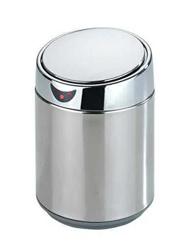 Produktbild: WENKO Maximex Tisch- und Kosmetikeimer mit Sensor 0,8 L Chrom, öffnet & schließt berührungslos, rostfreier Edelstahl, mit herausnehmbarem Inneneimer, Ø 12 x 18 cm