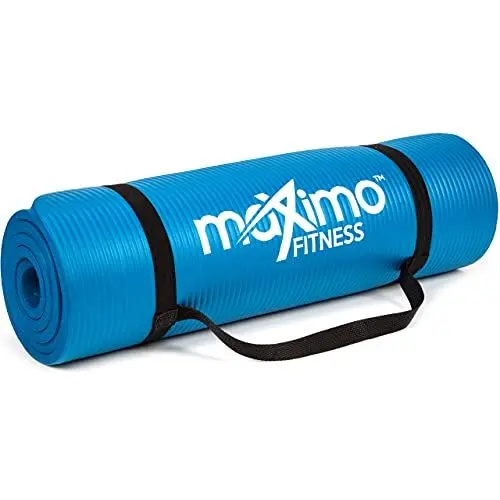 Produktbild: Maximo Fitnessmatte – Dicke Premium Yogamatte – 183 cm Länge x 60 cm Breite x 1,2 cm (12mm) – Mehrzweck-Verwendung – Perfekt für Yoga, Pilates, Gym, Sit-ups und Dehnen. (Blue)