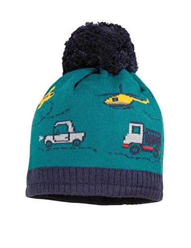 Produktbild: maximo Baby-Jungen ohne Rand mit Fahrzeugen und Pompon Mütze, Mehrfarbig (Tanne/Navy 4448), (Herstellergröße: 49)