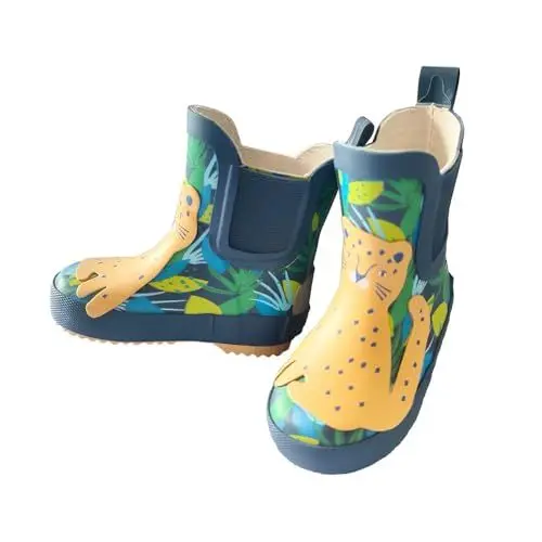 Produktbild: maximo Kindergummistiefel, Babygummistiefel aus Naturkautschuk, blau-grün mit Leopard (432031271005110, EU Schuhgrößensystem, Kleinkind, Herren, Numerisch, M, 22)