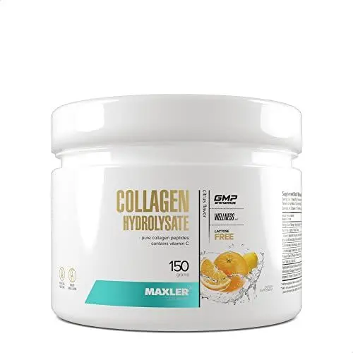 Produktbild: Maxler Collagen Hydrolysate - Zitrus - 150g - Rinderkollagen - Angereichert mit Vitamin C für bessere Aufnahme - Reine Kollagenpeptide - 15 Collagen Pulver Portionen