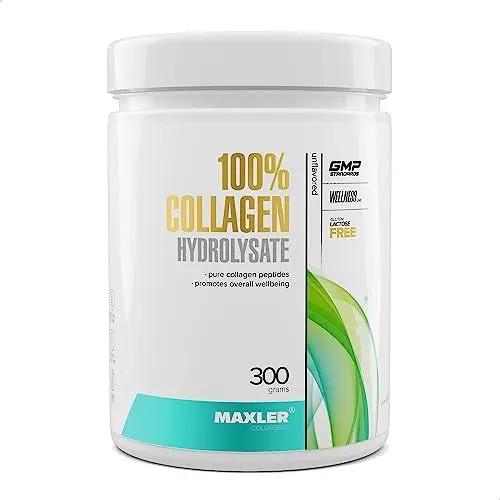 Produktbild: Maxler Collagen Pulver Hydrolysate aus Weidehaltung - Geschmacksneutrales Eiweisspulver - Reines Premium Kollagen Pulver Hydrolysat - Collagen Peptide - 30 Protionen Collagen Hydrolysat Pulver - 300g