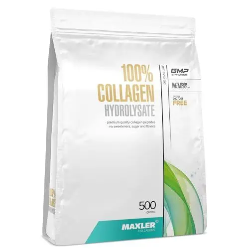 Produktbild: Maxler Collagen Pulver Hydrolysate aus Weidehaltung - Geschmacksneutrales Eiweisspulver - Reines Premium Kollagen Pulver Hydrolysat - Collagen Peptide - 50 Protionen Collagen Hydrolysat Pulver - 500g
