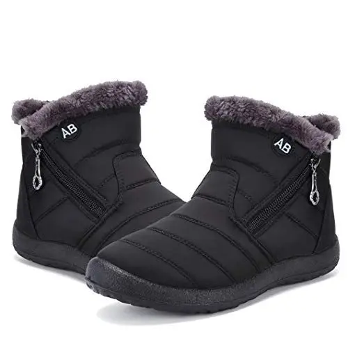 Produktbild: Maxome Winterstiefel Damen Warme Gefüttert Winterschuhe Schneestiefel Winterboots Reißverschluss Kurzschaft Stiefeletten Winter Boots Outdoor Leicht Bequem Rutschfeste Wanderstiefel