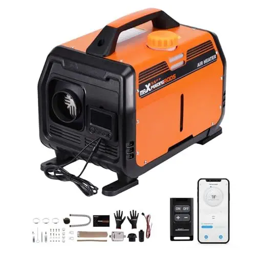Produktbild: maXpeedingrods 12V 5KW Standheizung Diesel, Tragbare Luftheizung Geräuscharmer Betrieb Dieselheizung mit Bluetooth App, Fernbedienung und LCD, Standheizung Benzin für Wohnmobil Auto LKW