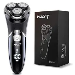 Produktbild: MAX-T Upgraded 3D ProSkin LED Rasierer Herren Elektrischer, Nass und Trockenrasierer mit Reiseverriegelung und Pop-up Präzisionstrimmer, Wiederaufladbarer und Kabelloser, Geschenke für Herren, Schwarz