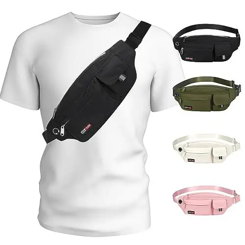 Produktbild: MAXTOP Bauchtasche Herren Damen Laufgürteltasche, modische Gürteltasche Hüfttasche wasserdicht, Reise Geldgürtel, Handyhalter für Yoga, Fitnessstudio, Joggen, Workout, Fitness, Training schwarz