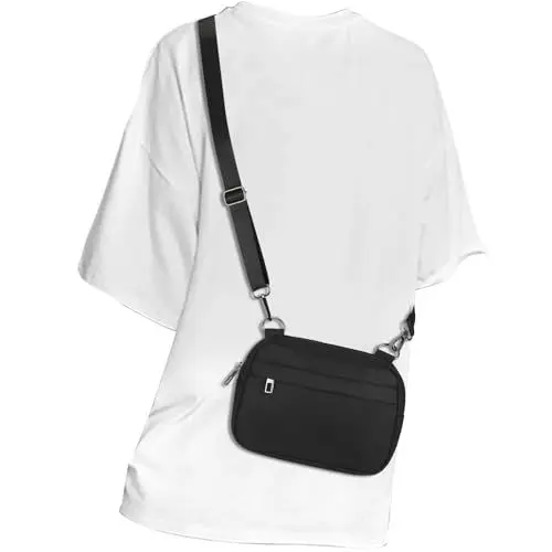 Produktbild: MAXTOP Kleine Crossbody Bag Damen Herren Schwarz Umhängetasche Damen Handy Gürteltasche Geldbörse Fanny Pack mit verstellbarem Gurt für Reisen Casual Festival Geschenke