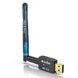 Produktbild: Maxuni Bluetooth USB, Bluetooth Adapter Dongle 5.3, Langstrecken Netzwerkadapter Stick für PC, Laptop, Desktop, Headset, Lautsprecher, Tastatur, Kopfhörer, Maus, Windows 10/11/8.1 (Plug and Play)