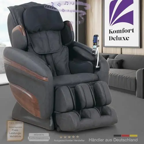 Produktbild: maxVitalis Massagesessel mit Wärmefunktion, Fernsehsessel Relaxsessel mit Liegefunktion, Massagesessel Ganzkörpermassage mit 7 Massagearten, Ergonomisch (Schwarz-Kunstleder)