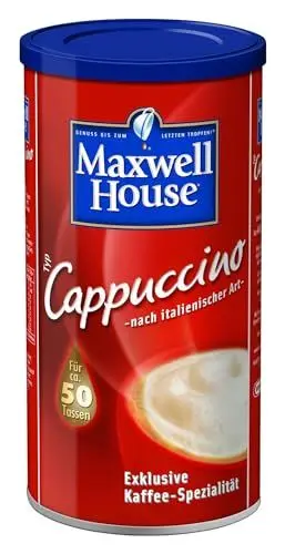 Produktbild: Maxwell House Instant Cappuccino, 500g lösliches Kaffee Pulver, für 50 Tassen cremig leckeren Cappuccino