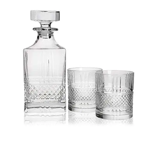 Produktbild: Maxwell & Williams 3-teiliges Whisky-Set mit Qualitätskristallin aus der Verona-Kollektion, enthält 1 Dekanter und 2 Whiskygläser, 1 Set