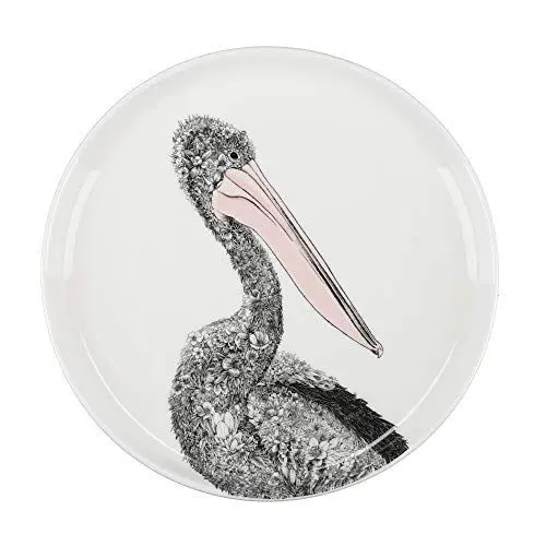 Produktbild: Maxwell & Williams Marini Ferlazzo Vögel Beilagenteller mit Pelikan Design, in Geschenkbox, Porzellan, Weiß 20 cm