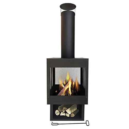 Produktbild: MaxxGarden Apollo Garten Kamin und Feuerstelle - Outdoor Gartenkamin für Terasse, Garten und Balkon - Terrassenofen - Terrassenkamin mit Stahlgitter - 118 x 45 cm - Schwarz + kostenlose Abdeckung