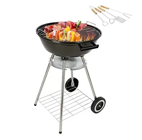 Produktbild: MaxxGarden Holzkohlegrill – Grills und Smoker – Holzkohlegrill mit abnehmbarer Ascheschublade und Grill + Zubehör – BBQ – 45 x 45 x 85 cm – Schwarz