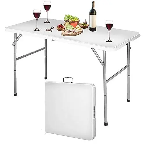 Produktbild: MaxxGarden Klapptisch – Campingtisch klappbar - Tragbarer Falttisch - Gartentisch aus Plastik - Klappbarer Tisch 120x60x74cm – Falttisch für Indoor und Outdoor - Weiß