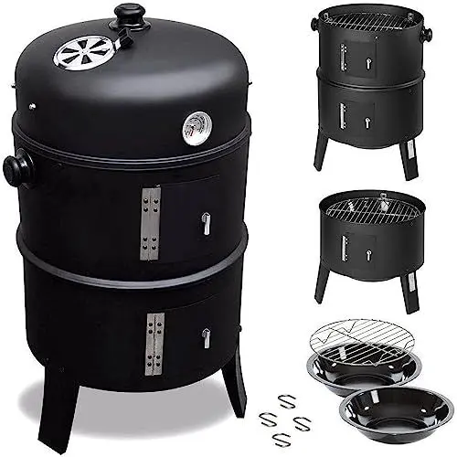 Produktbild: MaxxGarden Holzkohlegrill mit Deckel - Kugelgrill und Grill Holzkohle - Kohlegrill Barbecue - 100x35x97cm - BBQ Camping Grill + Zubehör - Schwarz